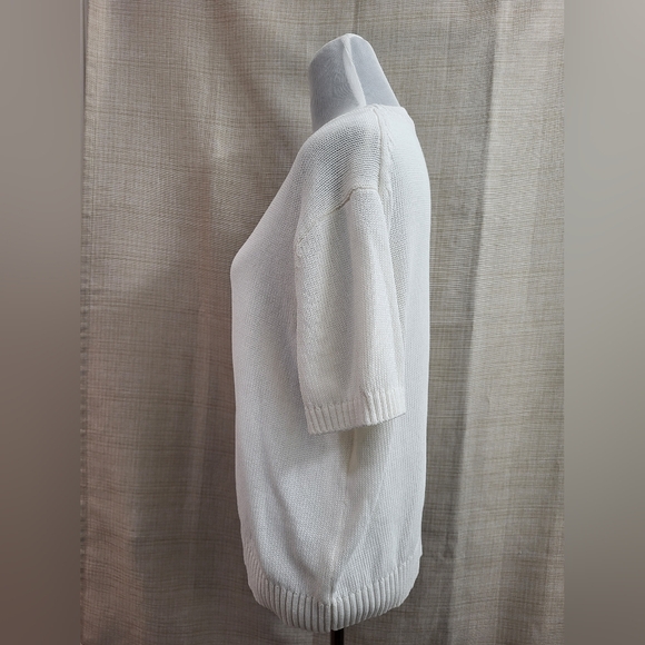 Ann Taylor Women's Ivory Round Neck Short Sleeve Knit Sweater Size XL NWOT - Picture 2 of 12